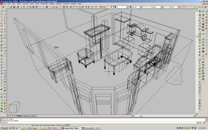 Kitchen Design Working 3-D Wire Frame